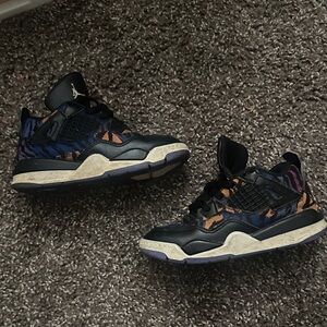 Jordan Black and Vibrant Pattern Sneakers